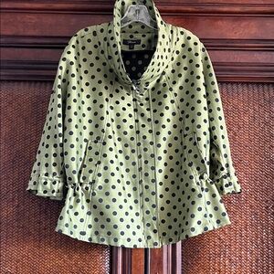 Flax Olive Polka Dot Cropped Pea Coat
